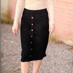 Express Stretch Button Down Brown Pencil Skirt